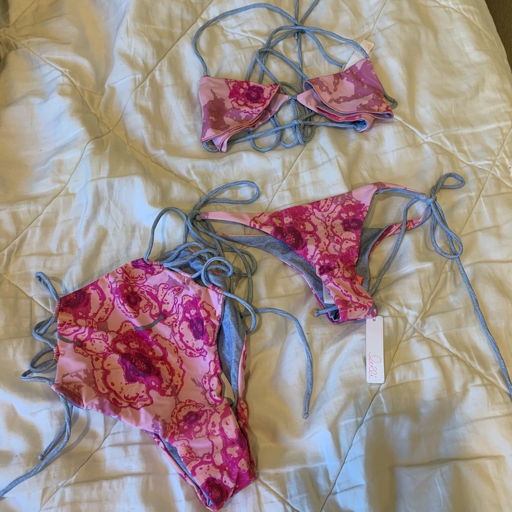 NWT 3 piece lolli reversible petal swim set!